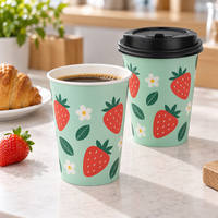 Gobelet à café en papier à paroi simple, pour boissons froides, étanche, 8 oz, 12 oz, avec couvercle, léger, pour l'école, qualité supérieure