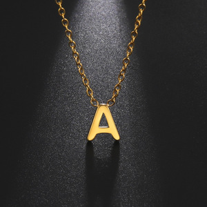 Collier initial 26 lettres en gros, plaqué or, acier inoxydable, ne ternit pas, pendentif alphabet délicat, bijoux personnalisés - Product Image 3