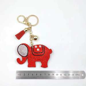 Promosyon kristal Rhinestone fil hayvan Charm kolye anahtarlık Metal zincir yüzük çanta asılı dekorasyon - Product Image 5