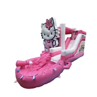 Nouveau design Party Rentals Cartoon Cat Jumper Gonflable Bounce House Mini Pink Bouncy Castle Combo Gonflable Bouncer Slide Kids