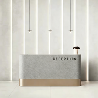 Comptoir de réception commercial de luxe, design moderne, en MDF durable, personnalisable, pour écoles et centres commerciaux, 26 ans d'expérience