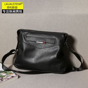 Sac à bandoulière en cuir véritable pour hommes, noir, durable, résistant à l'usure, pour loisirs et voyages, été 2021 - Product Image 4