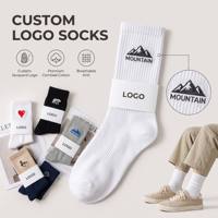 Chaussettes ras du cou unisexes en coton peigné respirant à côtes verticales, avec logo jacquard personnalisé, idéales pour le quotidien, les loisirs, la rue et l'extérieur
