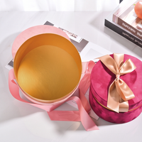 Maßgefertigte Luxus-Geschenkbox aus Samt mit Rundem Blumenmuster und Schleifenband, Stabile Papierverpackung für Hochzeitsgeschenke, Pralinen und Süßigkeiten