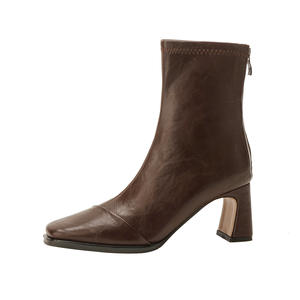 New Stretch Fashionable and Versatile Ankle Skinny Snow <b>Boots</b> <b>for</b> <b>Women</b> with Thick Heels Anti-slip and Autumn/winter - Product Image 1