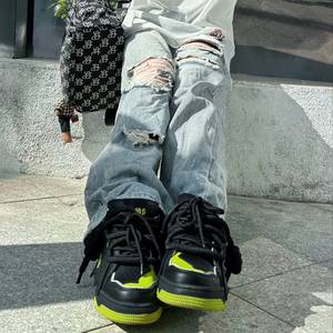 Scarpe stringate Guangzhou [<span class=keywords><strong>Black</strong></span> Warrior] Designer Tendenza Nazionale <span class=keywords><strong>Batman</strong></span> Bread Sneakers con suola spessa e rialzata da uomo unisex - Product Image 2