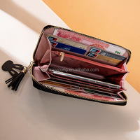 2024 nouveau YCH personnalisé serrure épissure pu longue fermeture éclair pochette téléphone femme portefeuille