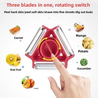 3-in-1 Schilmes Multifunctionele Groente- en Fruitschiller Aardappel Appel Snijder Schaaf Keukenrasp Schilgereedschap OPP Zak Verpakking