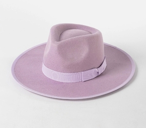 W377 Gentlemen Handmade Jazz Hat Large Brim Haute Qualité Ruban Décoration Personnalisé <span class=keywords><strong>Pas</strong></span> <span class=keywords><strong>Cher</strong></span> 100% Laine Feutre Fedora Chapeau Plat - Product Image 3