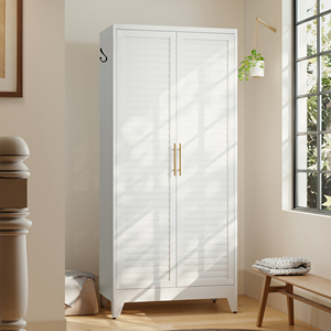 Armario Metálico Blanco de 2 Puertas, Armario de Almacenamiento de Acero Laminado en Frío de 71 Pulgadas de Alto para Dormitorio, Apartamento Pequeño, Dormitorio Universitario, Fácil de Montar - Product Image 1