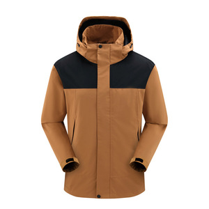 Windproof Jacket Unisex Solid Color Contrast With Inner Liner Winter Outdoor Workwear - Product Image 2