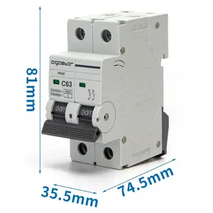 Interruptor automático en miniatura 2P, 63 A, curva C, gris - protección eléctrica, ideal para circuitos residenciales y - Product Image 3