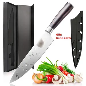 8英寸67层蔬菜切刀不锈钢大马士革厨房厨师刀，带乌木木柄