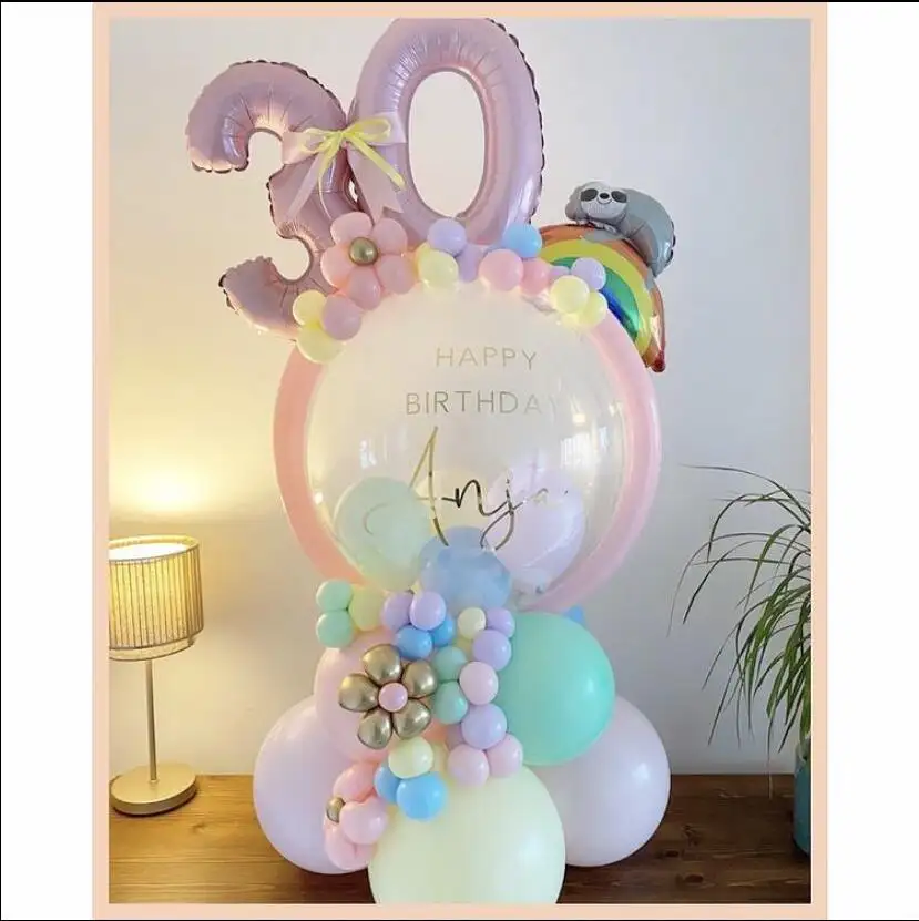 1set balon bening bola transparan untuk pesta ulang tahun anak-anak balon Helium Bobo dengan Balon angka Foil dekorasi Baby Shower