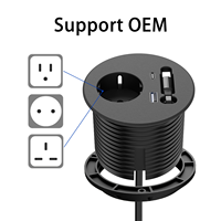 Cable de Carga Tipo-C Integrado con Enchufe Empotrado de 1 Salida y Puerto de 20W, Hub de Alimentación de 3 Pulgadas para Escritorio o Mesa de Conferencias