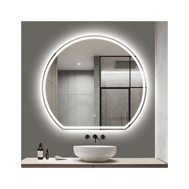 Decorative Half Moon Frosted LED Lighted Wall Mirror for Living Room Decoration Semicircle Half Round Mirror