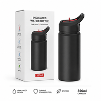 Bouteille isotherme de voyage en acier inoxydable 304 de 350 ml pour enfants, avec paille et couvercle amovible, anti-fuite, isolation thermique 12-24 heures