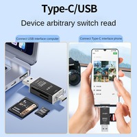 Lector de Tarjetas SD Multi-interfaz USB 2.0 Tipo C 4 en 1, Lector de Tarjetas de Memoria Micro TF Tipo-C para Teléfonos Móviles, Computadoras Portátiles y Accesorios de PC