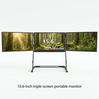 Moniteur portable triple écran AHXJKA 15,6 pouces 1920x1080 IPS USB-C – Configuration triple écran à câble unique pour le trading et le travail quotidien