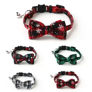 2023 Pet Acessórios Natal Pet Collar Floco de Neve Breakaway com Laço Bonito e Sino X-mas Dog Cat Collar