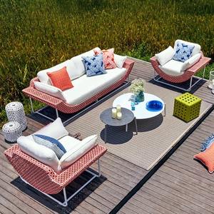 Conjunto de sofá de ratán para exteriores en forma de L con marco de aluminio, ratán PE resistente a los rayos UV, muebles de jardín impermeables para patio, balcón, villa. - Product Image 1