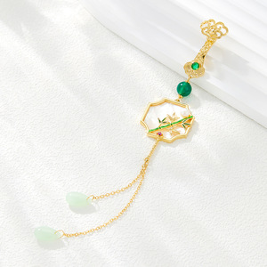 Bamboo Joint Brooch With Seashell Tassel Pendant Women's Decoration Luxury Chinese Style Freshwater Pearl Accessory - Product Image 1
