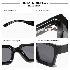 Lunettes de soleil en acétate de qualité supérieure hommes 2025 TR90 cadre carré polarisé logo personnalisé lunettes de soleil à la mode - Product Image 5
