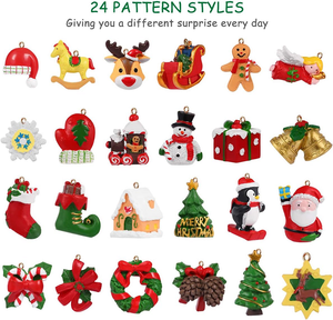 <span class=keywords><strong>Calendrier</strong></span> de compte à rebours de Noël 24 jours ornements de Noël en résine suspendus pour décorations d'arbre de Noël - Product Image 3