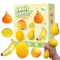 Lot de 6 fruits moelleux en TPR à montée lente, anti-stress, vente en gros, en vrac, cadeau, nouveauté, emballage de détail