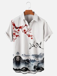 Camisas Hawaianas de Nailon de Manga Corta con Estampado Personalizado al Estilo Chino - Product Image 4