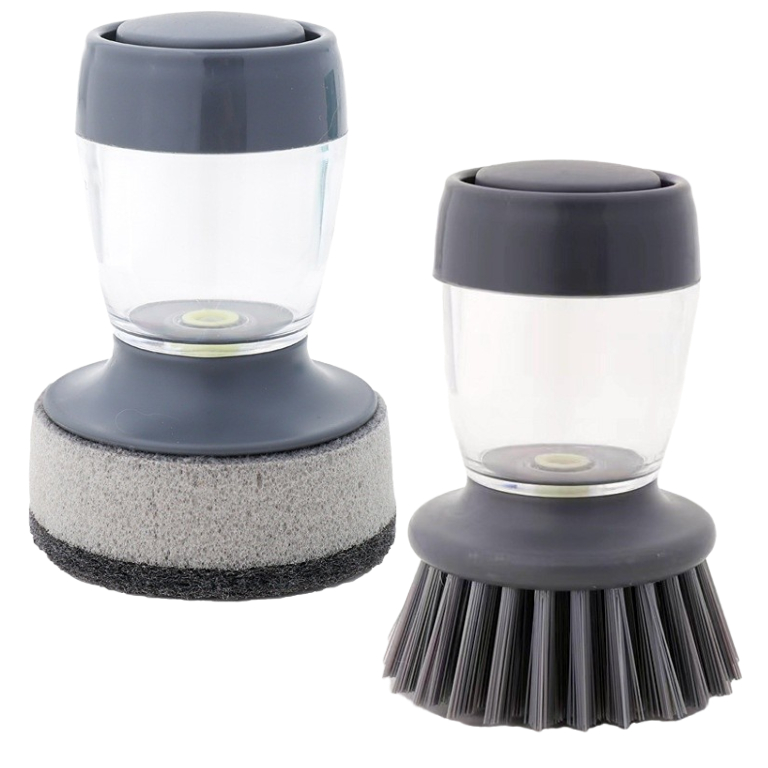 Automatic Pressing Liquid Dispenser Kitchen Pot Dish Handle Cleaning Sponge Liquid Dispensing Cleaner Kitchen Dishwashing Brush