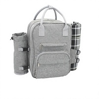 Sac à dos de pique-nique pour 4 personnes avec pochette isotherme imperméable, couverture de pique-nique réutilisable, fonction 12-en-1 pour le camping en famille en plein air