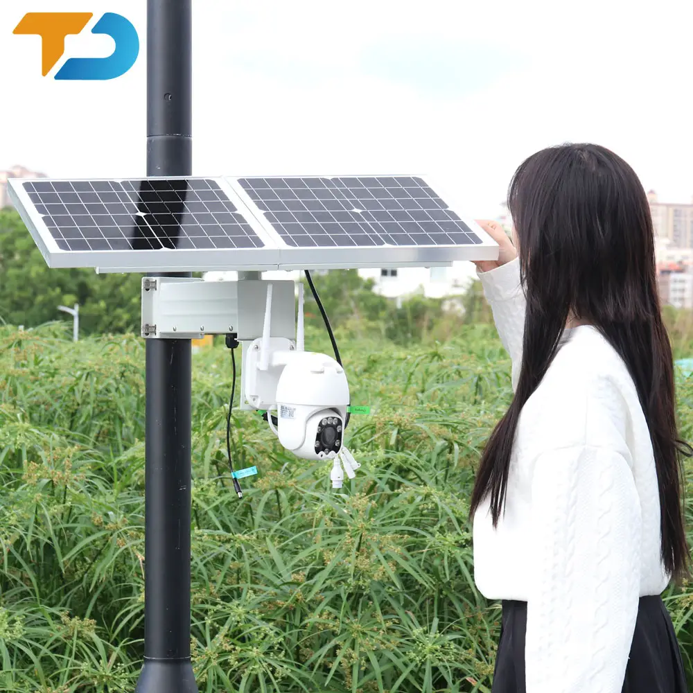 TecDeft Sound Detection With Mono PV Panel Wifi 4G Wireless CCTV Camera 5MP Connected To Mobile Phone Surveillance Cameras