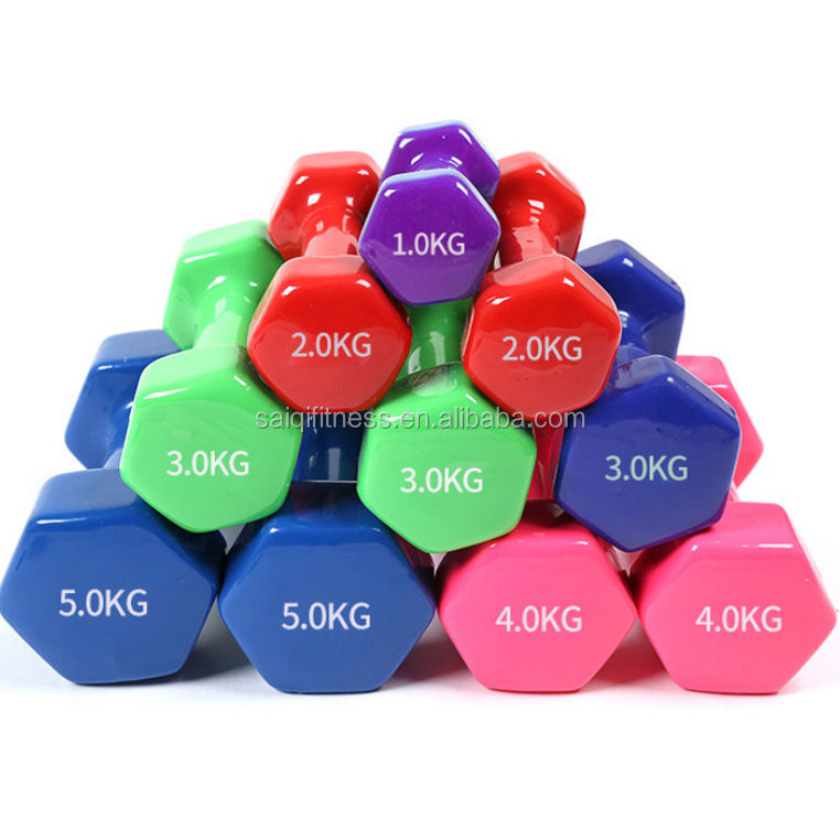 Nantong Fitness Hex Dumbbell Woman Used Color Vinyl Dumbbell
