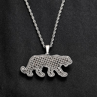 Pendentif guépard panthère léopard Hip Hop Iced Out Or Noir Pendentif collier panthère