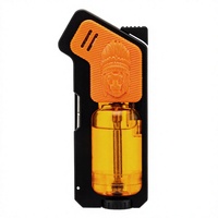Briquet à cigare Lubinski à double flamme, en alliage de zinc, rechargeable, coupe-vent, portable, avec grande fenêtre, idéal pour le camping