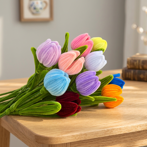 Limpiapipas de chenilla, varillas modernas para manualidades, tallos para flores, ramo de tulipanes, regalo eterno para el Día de San Valentín - Product Image 3