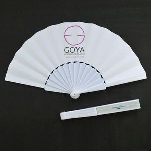 Éventail pliant personnalisé en tissu avec poignée en plastique, écologique, fait main, de haute qualité, avec logo imprimé sur mesure, vente en gros - Product Image 3