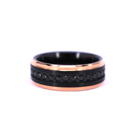 Bracelets de mariage en tungstène pour hommes, noir, or Rose, avec bague d'éternité en zircone cubique incrustée de CZ, 8mm