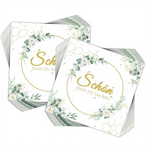20 serviettes en papier vert eucalyptus 'Glad You're Here' 33x33cm pour la <span class=keywords><strong>décoration</strong></span> de <span class=keywords><strong>table</strong></span> d'anniversaire, de mariage, de baptême, de <span class=keywords><strong>communion</strong></span> - Product Image 4
