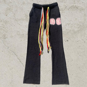 High Quality Custom Mohair Flared Sweatpants Trousers Stacked Fuzzy Pants Printed Jogge Design Knitted Men Mohair Sweatpants