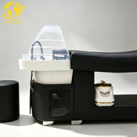 Fauteuil de lavage et de massage capillaire réglable sur mesure pour salon de coiffure et spa, en cuir PU noir et blanc, avec structure en acier inoxydable durable, pour instituts de beauté et barbiers