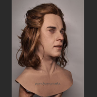 Masque réaliste en silicone souple, respirant et réutilisable, haute simulation, élastique, fabriqué à la main, pour hommes aux cheveux longs, cosplay