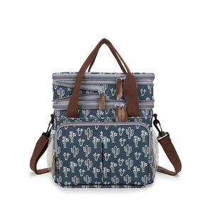 Lunch Bag Insulated Double Layer Oxford Cloth With Cactus Print For Food Storage Portable Foldable Waterproof Design - Product Image 3