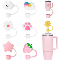 Embouts de paille en silicone écologiques anti-poussière de 10 mm, dessin animé 3D personnalisé, couleurs personnalisées, couvercles, bouchons pour gobelet isotherme (20 oz/30 oz/40 oz)