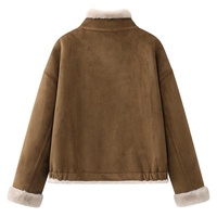 Veste Courte Zeyu en Faux Daim et Peau de Mouton Réversible à Col Montant et Fermeture Éclair Asymétrique, Manteau d'Hiver Style Motard, Manteaux en Fausse Fourrure Écologique pour Femme, ODM