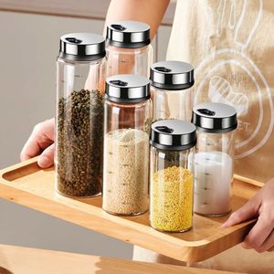 Pot à épices en verre à haute teneur en bore 150ML 250ML 300ML Stockage des aliments de cuisine avec couvercle en métal Marques de tiques Récipient à épices vide - Product Image 6