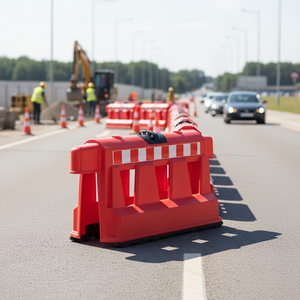 Ileritraffic Barrera de Seguridad Vial Móvil de Plástico Rojo 40 x 100 x 60 cm, Reflectante de Grado Ingeniería, 20 kg, Canalizador de Carriles - Product Image 2
