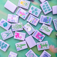 Meistverkaufte Fliederfarbene Pariser Mahjong-Steine, Einlagige Gravierte Spielsteine für Indoor-Kinderfeste, Elegante Unterhaltung