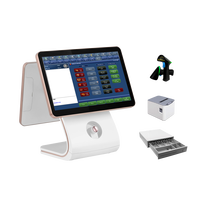 Sistema POS de caja registradora todo en uno con escáner de código de barras Software POS i3 para diseño de supermercados y tiendas de mostrador